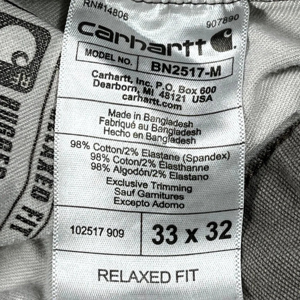 Carhartt Rugged Flex Relaxed Fit Work Pants Mens 33x32 Brown Canvas  Thrashed